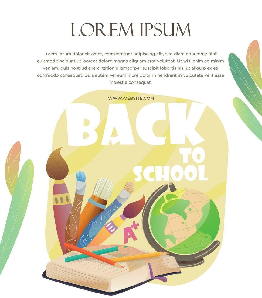 Back to School Illustration School Supplies Set Post Template vector