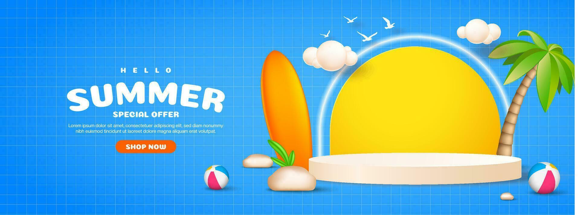 Realistic banner for summer sale season vector