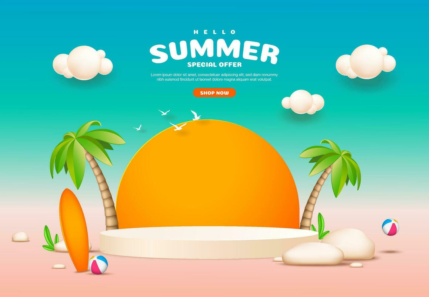 Realistic background for summer season vector