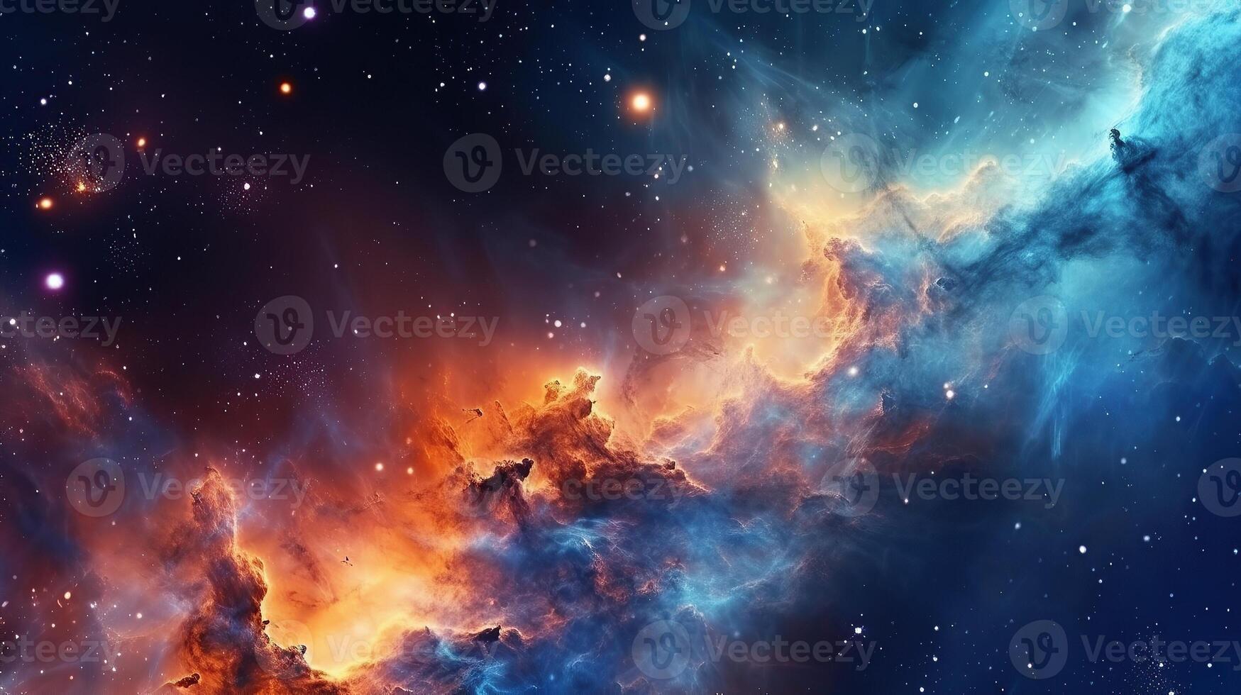 3d abstract space sky with stars and nebula Background photo