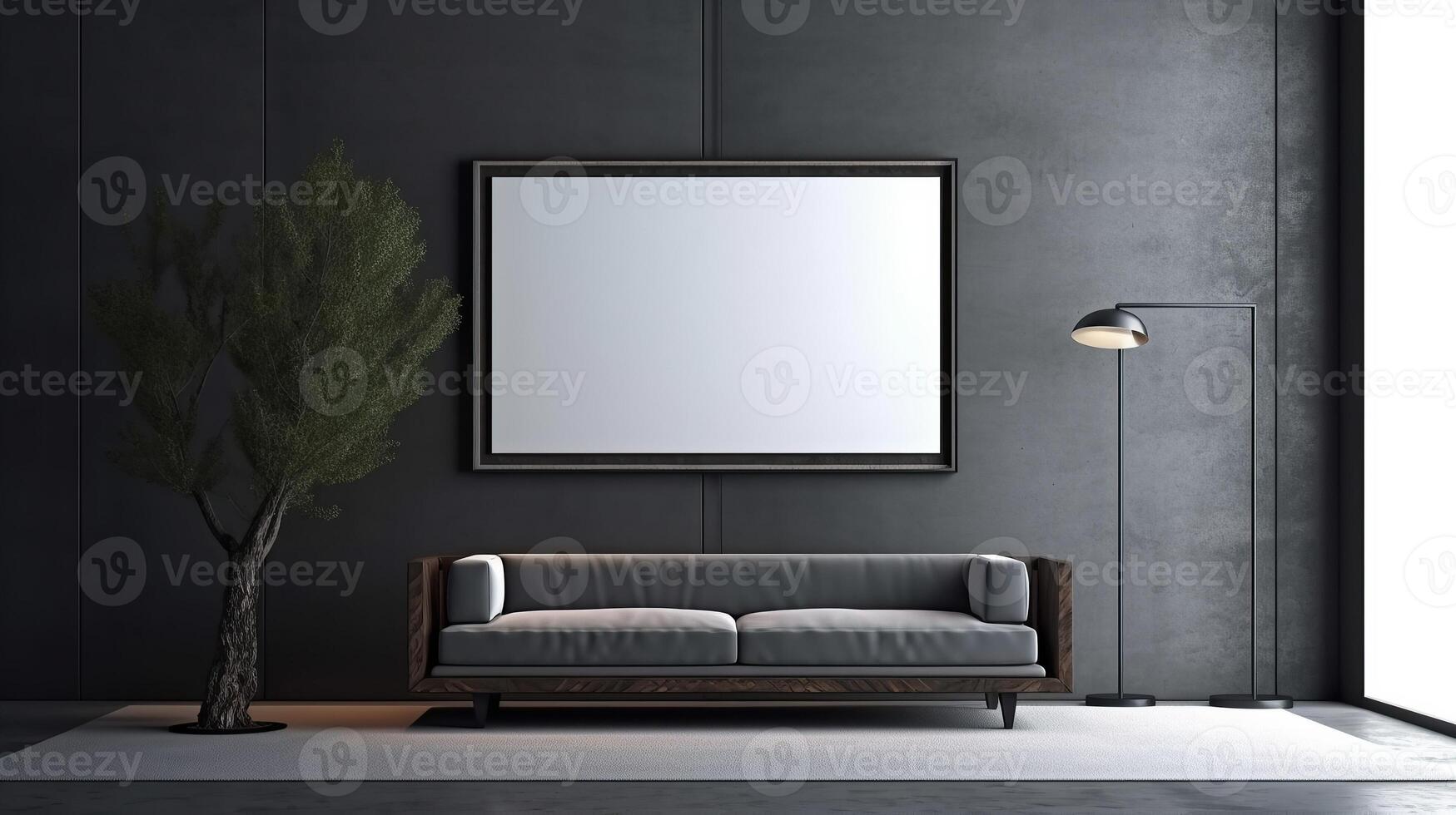 office interior with table meeting, for your advertising in abstract exhibition 3D rendering, mock up created by AI photo