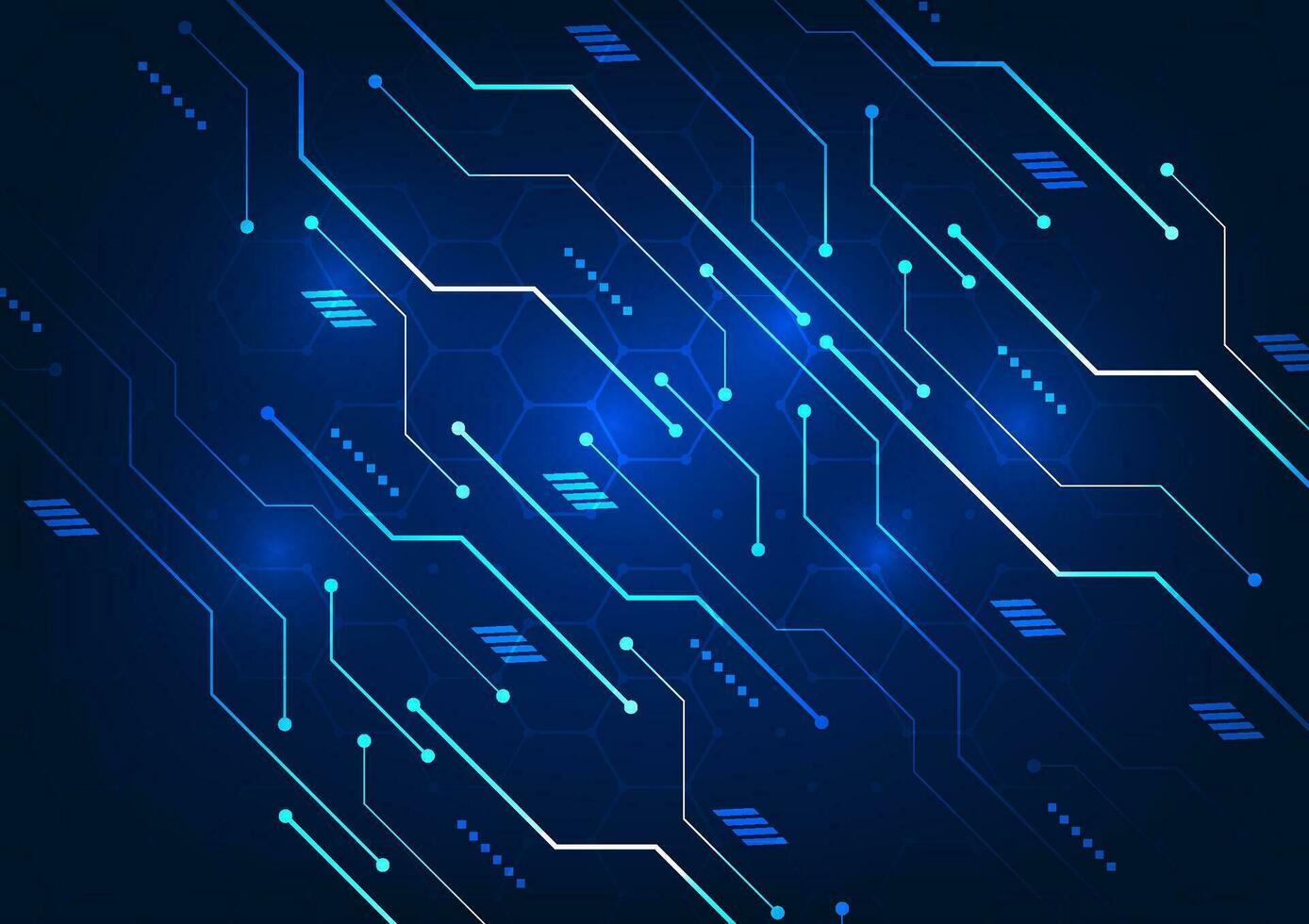 Technology circuit board background with elements The connection of the technology circuit is the one that sends the data signal to the system to proceed. vector