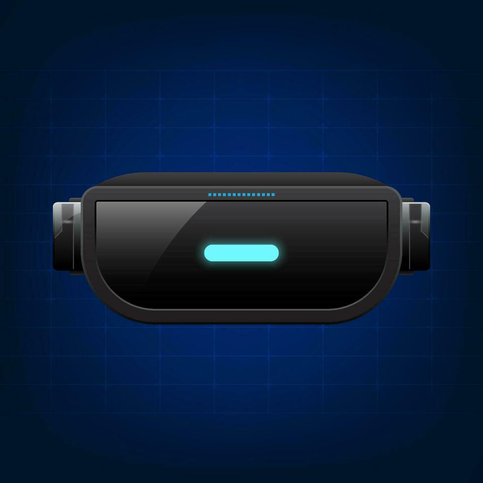VR technology It's the technology that made it into the Metaverse, a virtual reality simulation. Used in the gaming industry Vector Glasses VR technology background is highlighted in dark blue tones.