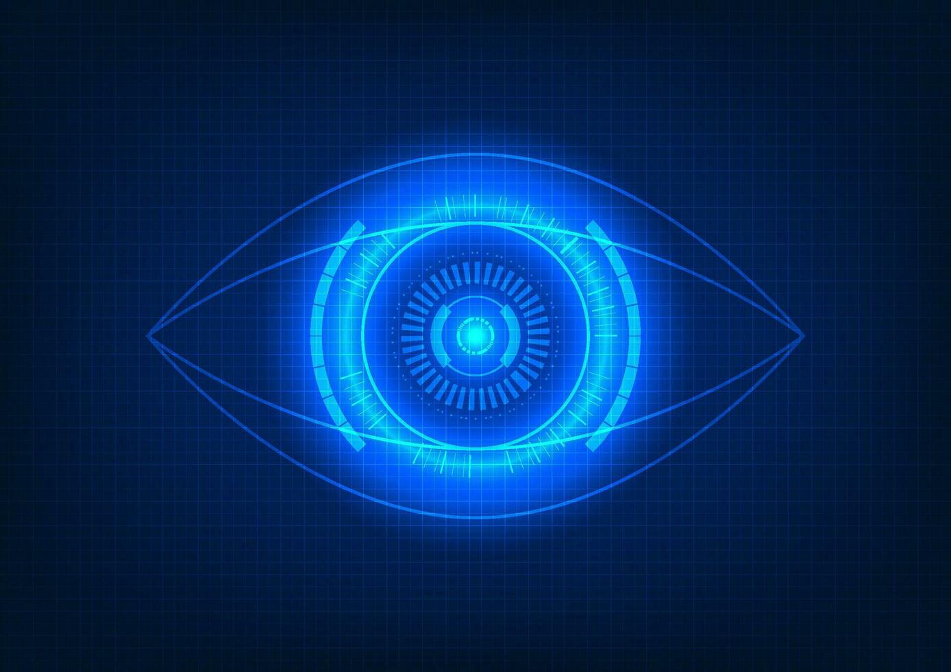 Technology eye The concept of searching for information through the internet network Find information at any time to use in solving problems. Vector eyes surrounded by neon lights