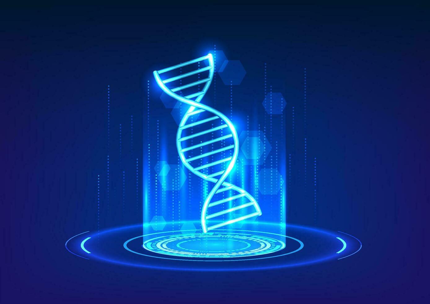 DNA projection, cutting-edge medical technology. Embrace the captivating fusion of technology and a mesmerizing technology circle element. Witness the future of healthcare in one captivating image. vector