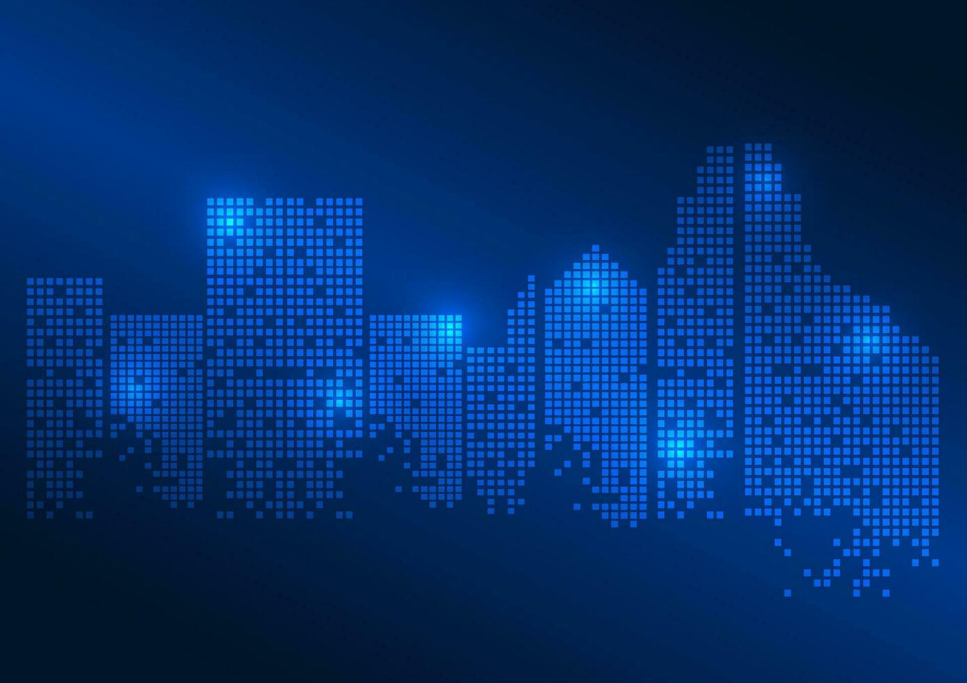 Smart city background It's an unmanned smart city pixel concept city. with a system to connect people in the city through a network system and made business in the city expand vector