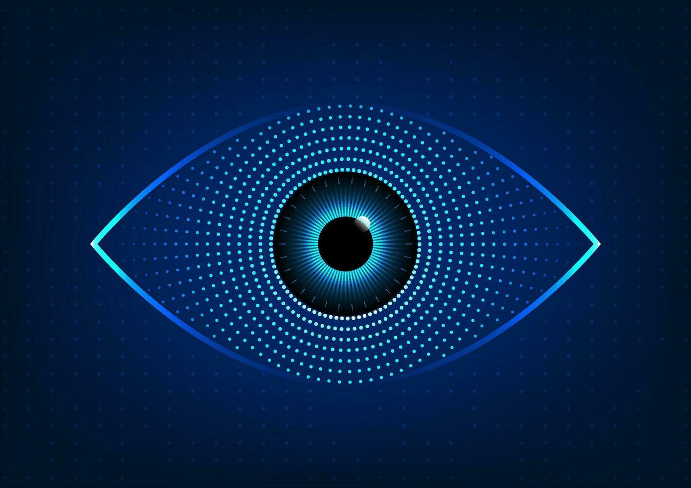 Eye technology abstract background Technology helps to quickly find information or conduct business through the Internet. Dark blue eyes with a blue gradient spot background. to look modern vector