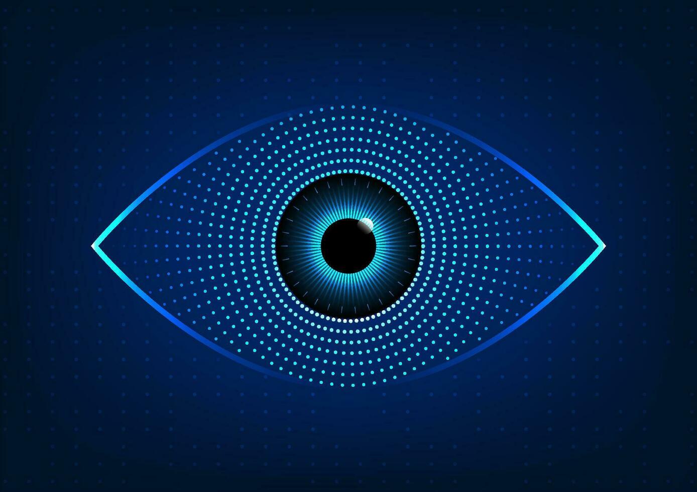 Eye technology abstract background Technology helps to quickly find information or conduct business through the Internet. Dark blue eyes with a blue gradient spot background. to look modern vector