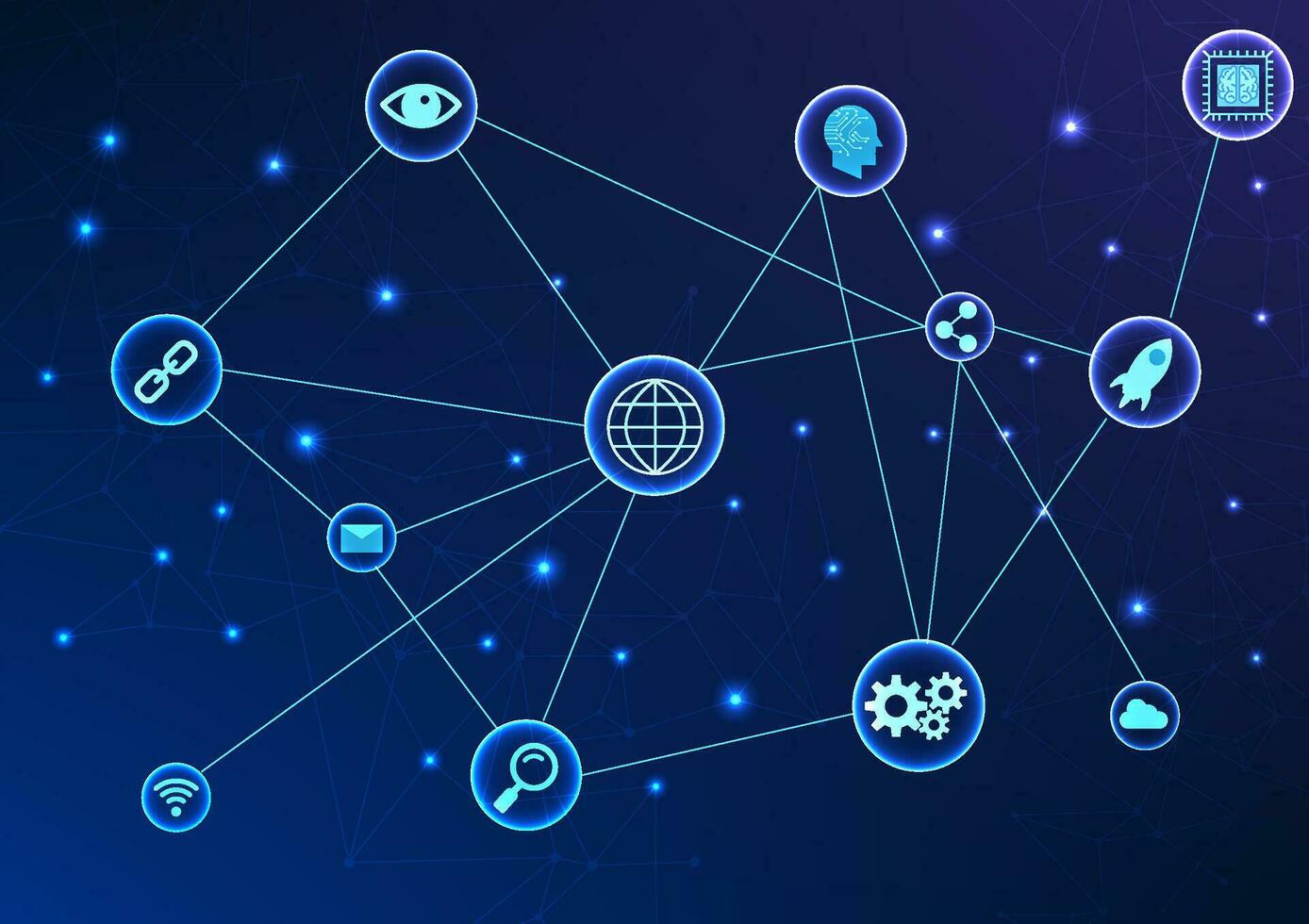 Data technology with technology icons It represents big data technology as a tool that allows data to be used for analysis and planning in order to reach the needs of users through the network system. vector