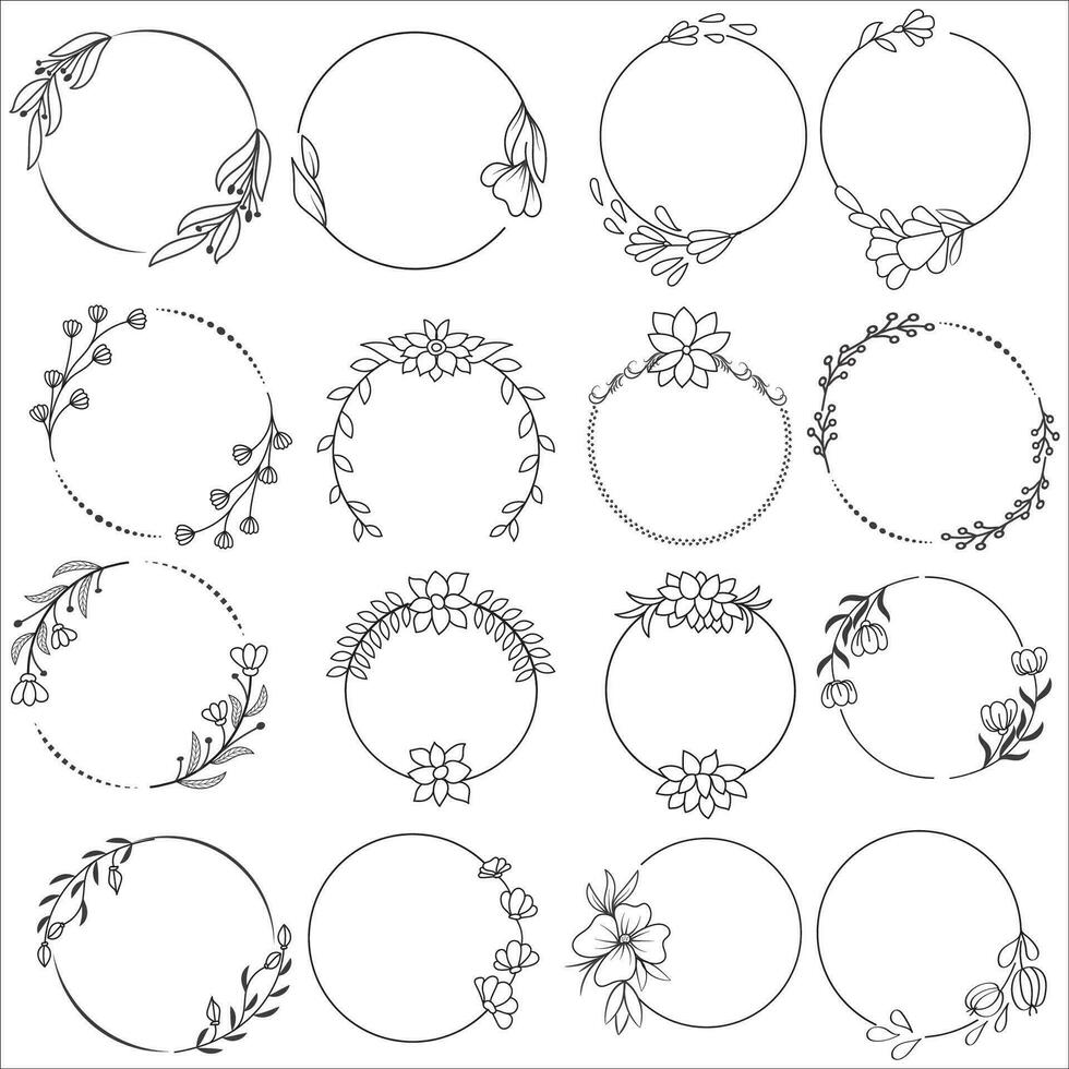 Floral wreaths, big set of floral round frames vector illustration. Perfect for invitations, greeting cards, quotes, blogs, Wedding Frames, posters and more
