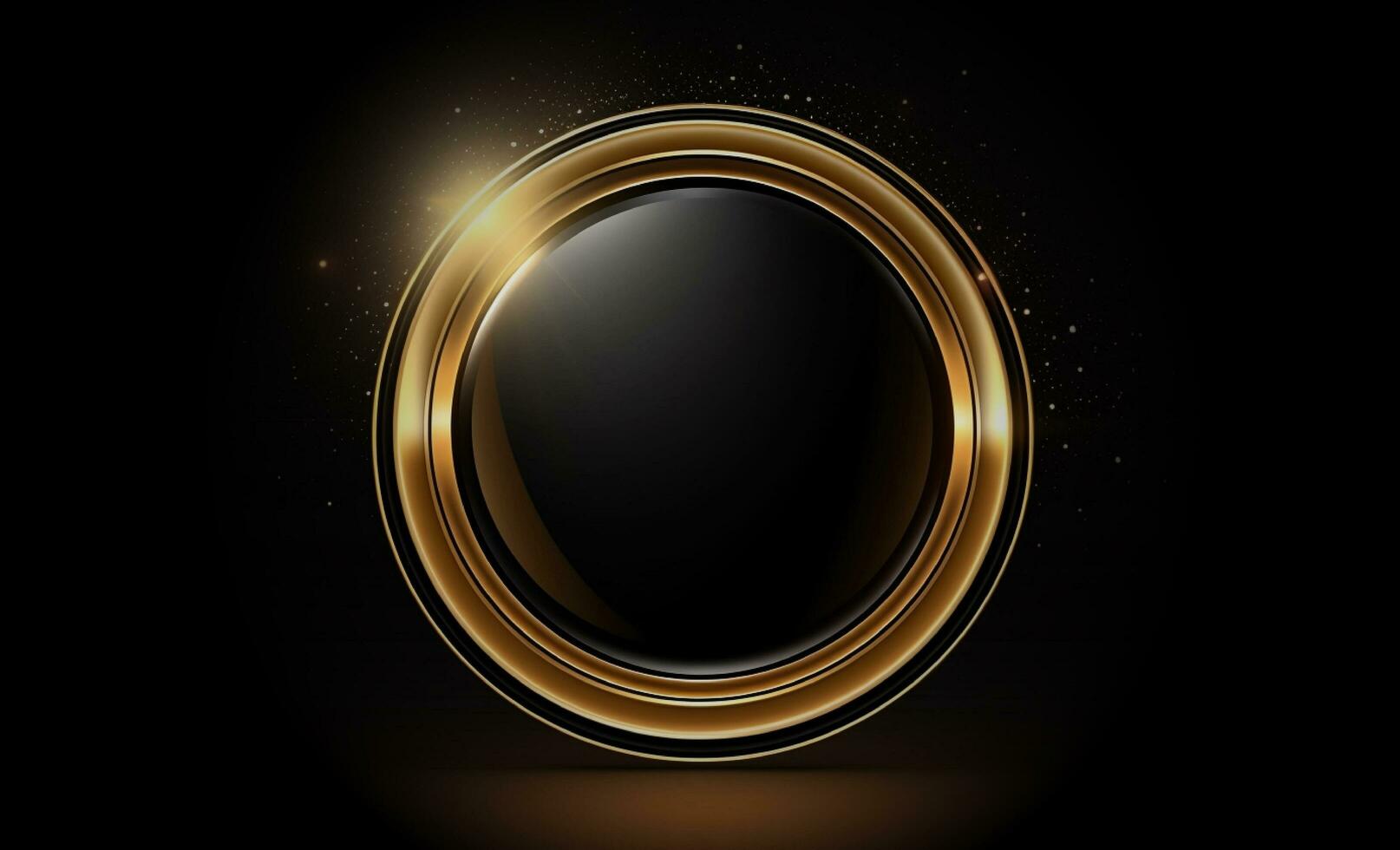 Elegant gold shiny circle stage vector illustration in black background