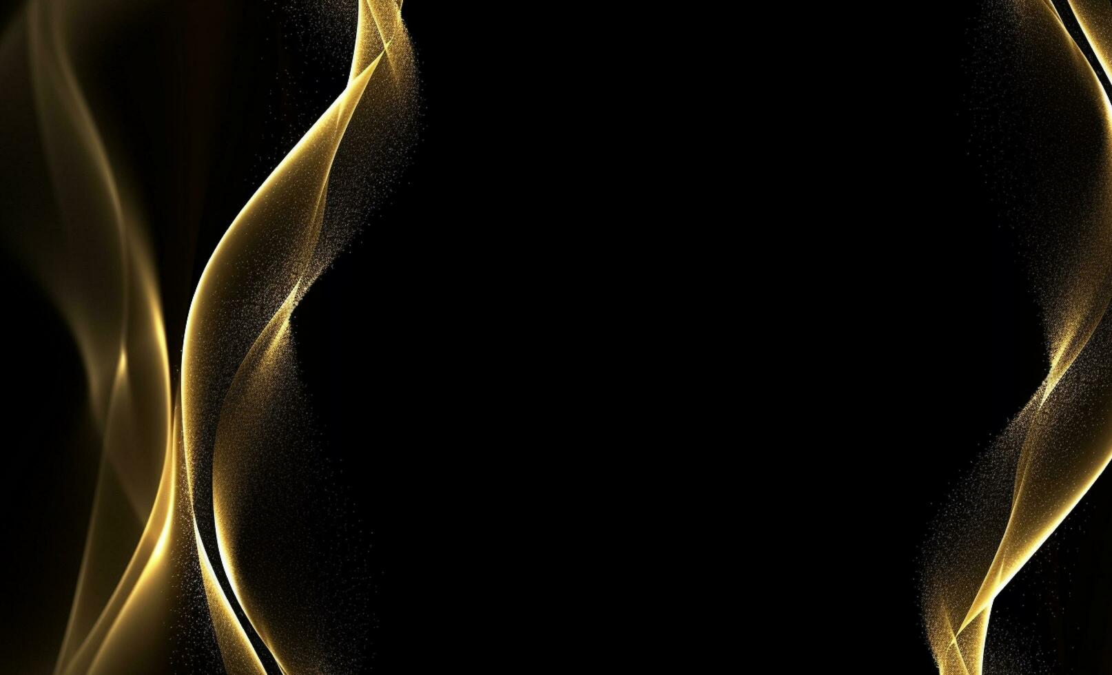 elegante oro Delgado ola línea con dorado brillar en negro antecedentes. prima moderno dorado vector ilustración. foto