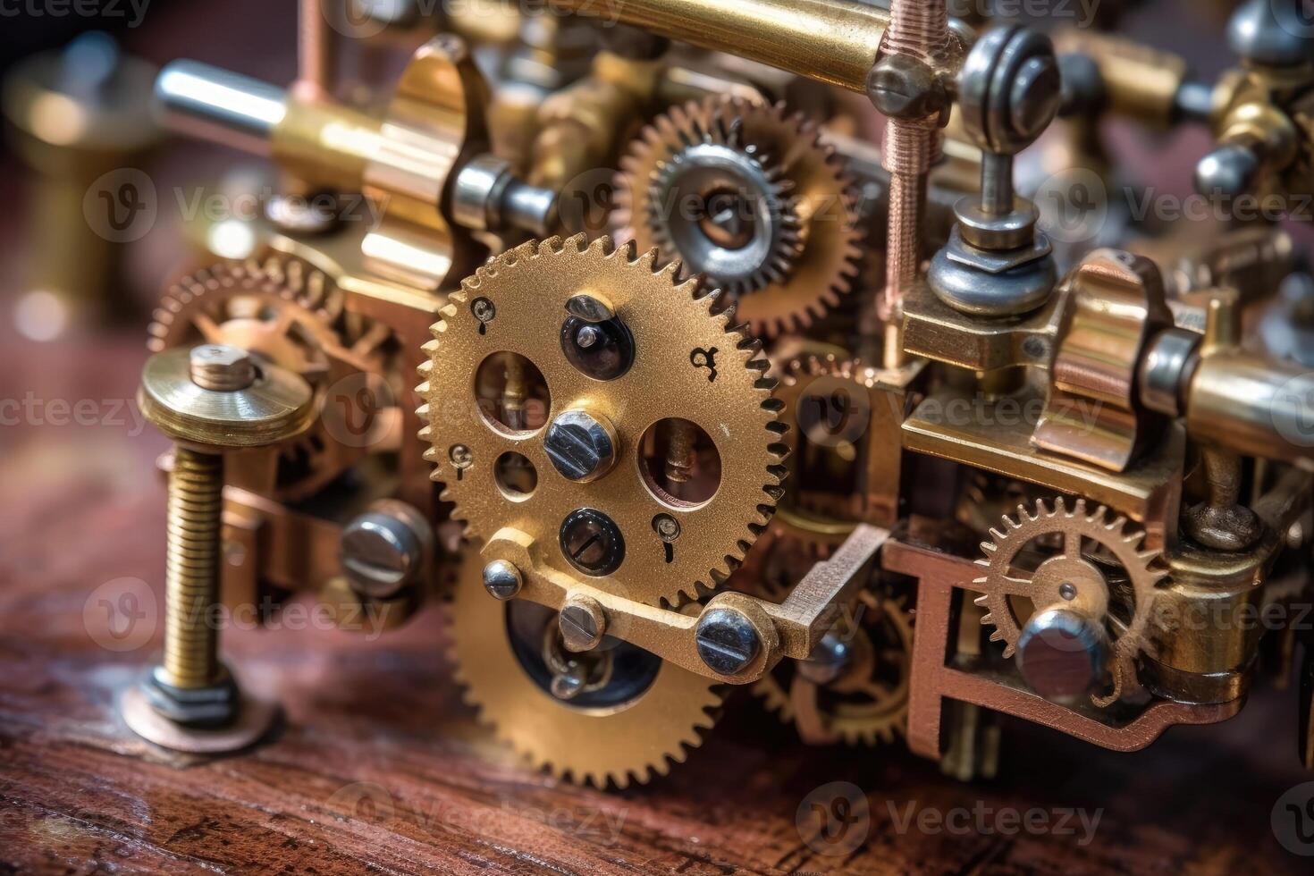 Vintage mechanism with gears and cogwheels. photo
