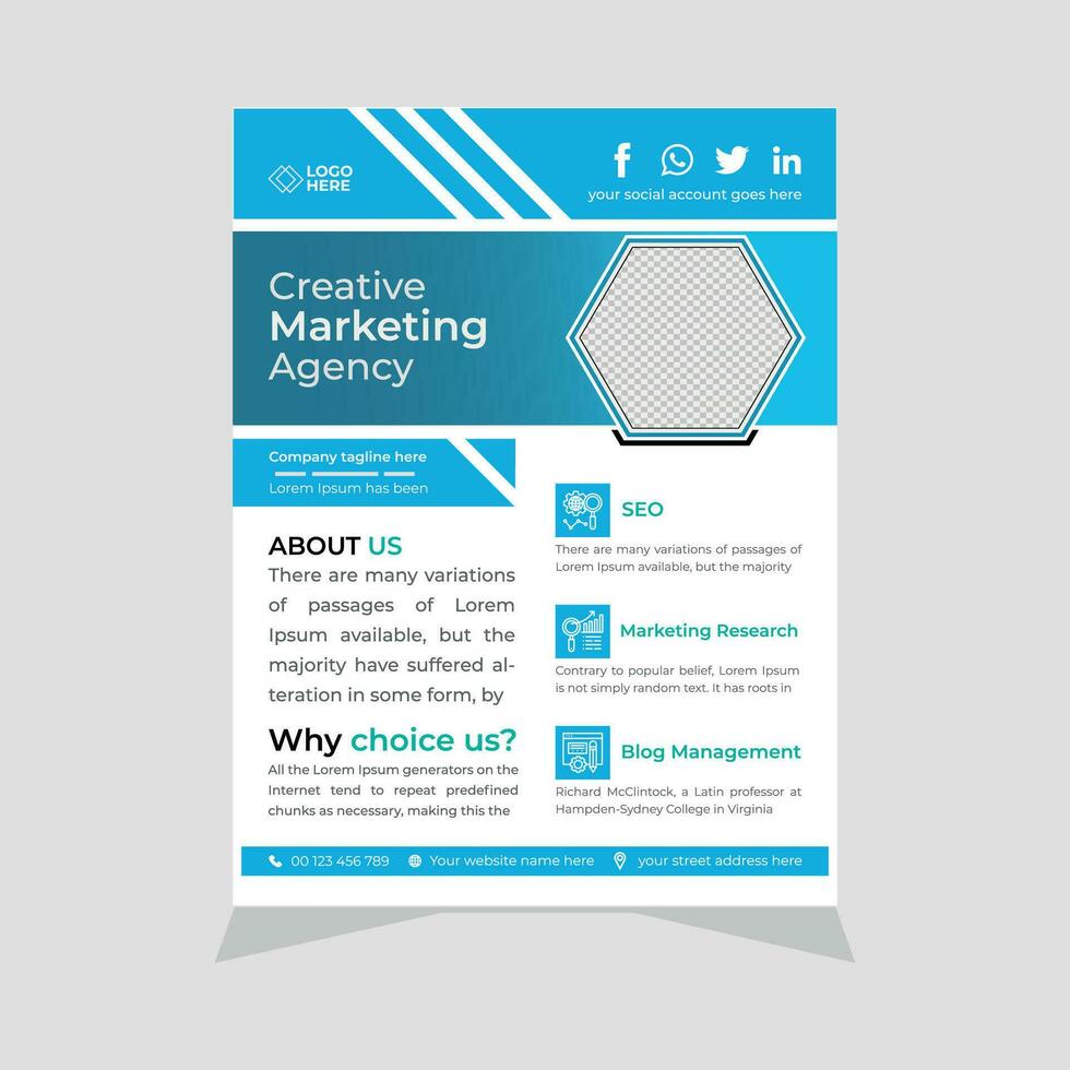 Corporate Business flyer design in A4 size template. vector