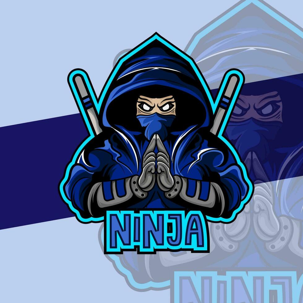 ninja en máscara deporte logo mascota diseño emblema mascota para deporte equipo. concepto estilo para insignia, emblema y camiseta impresión. enojado ninja ilustración para deporte y deporte equipo. vector