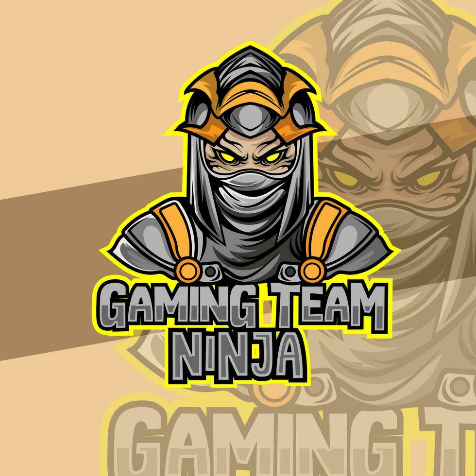 ninja en máscara deporte logo mascota diseño emblema mascota para deporte equipo. concepto estilo para insignia, emblema y camiseta impresión. enojado ninja ilustración para deporte y deporte equipo. vector