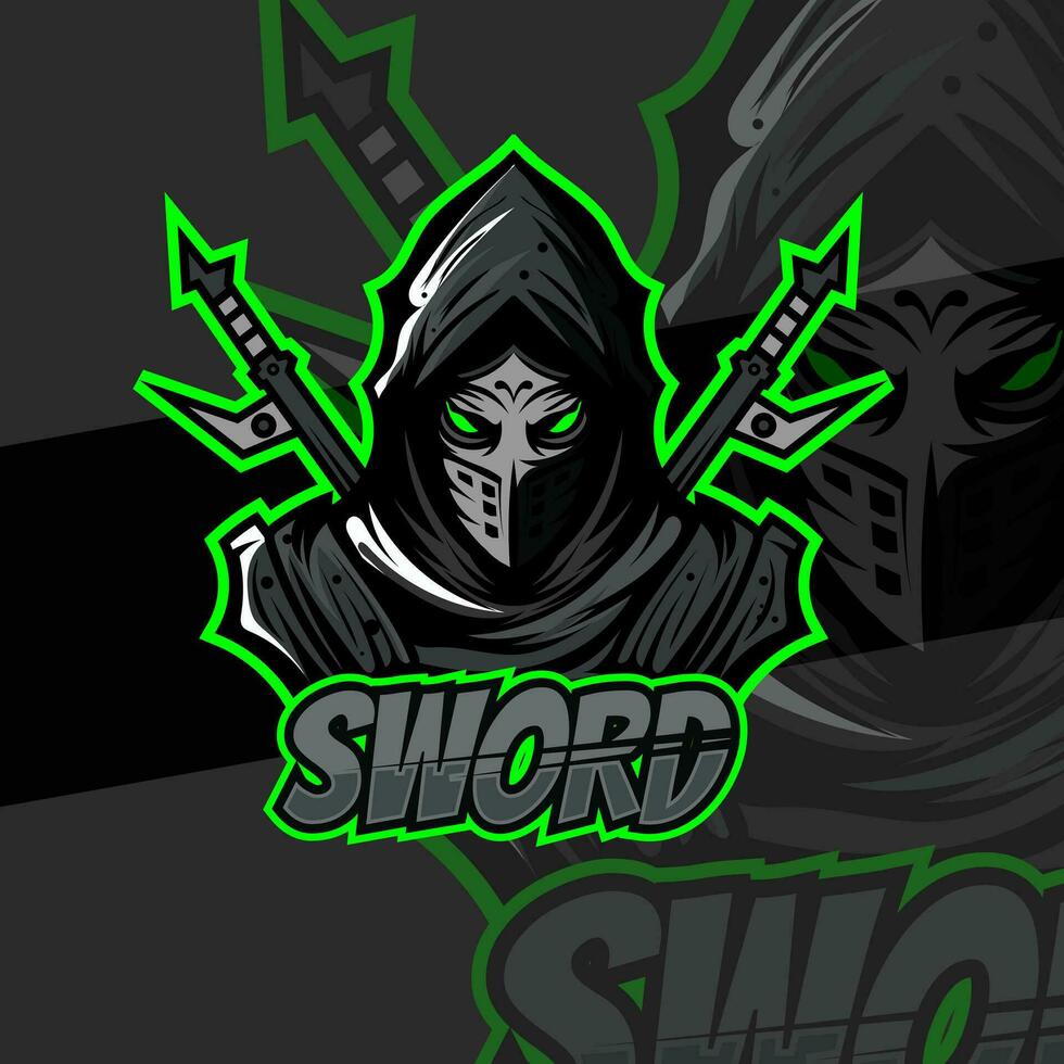 ninja in mask esport logo mascot design emblem mascot for sport Team. Concept style for badge, emblem and tshirt printing. angry ninja illustration for sport and esport team. vector