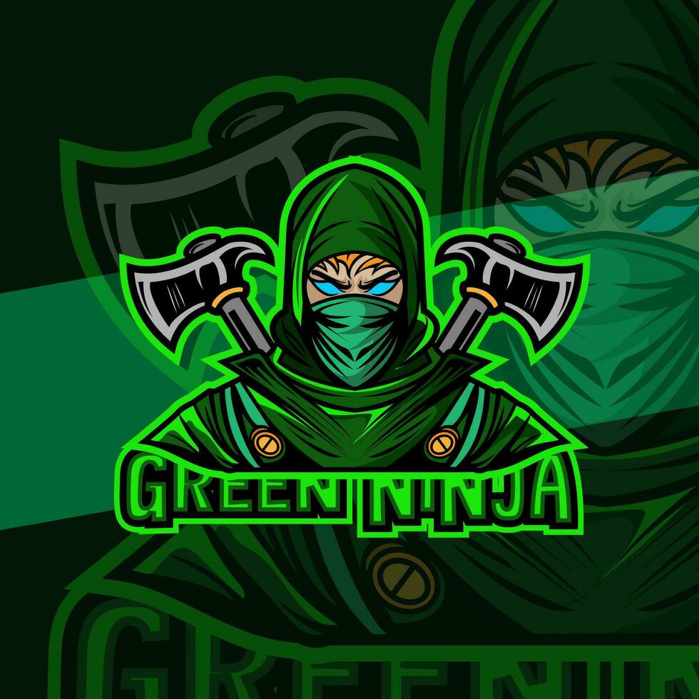 ninja en máscara deporte logo mascota diseño emblema mascota para deporte equipo. concepto estilo para insignia, emblema y camiseta impresión. enojado ninja ilustración para deporte y deporte equipo. vector