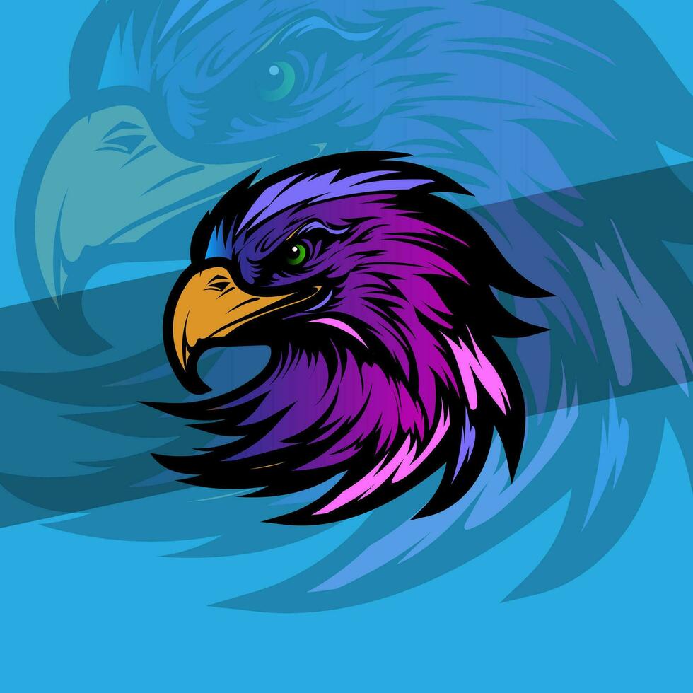 Bald eagle head mascot with america strong color available for your custom project from a splash of watercolor, colored drawing, realistic vector illustration of paints.