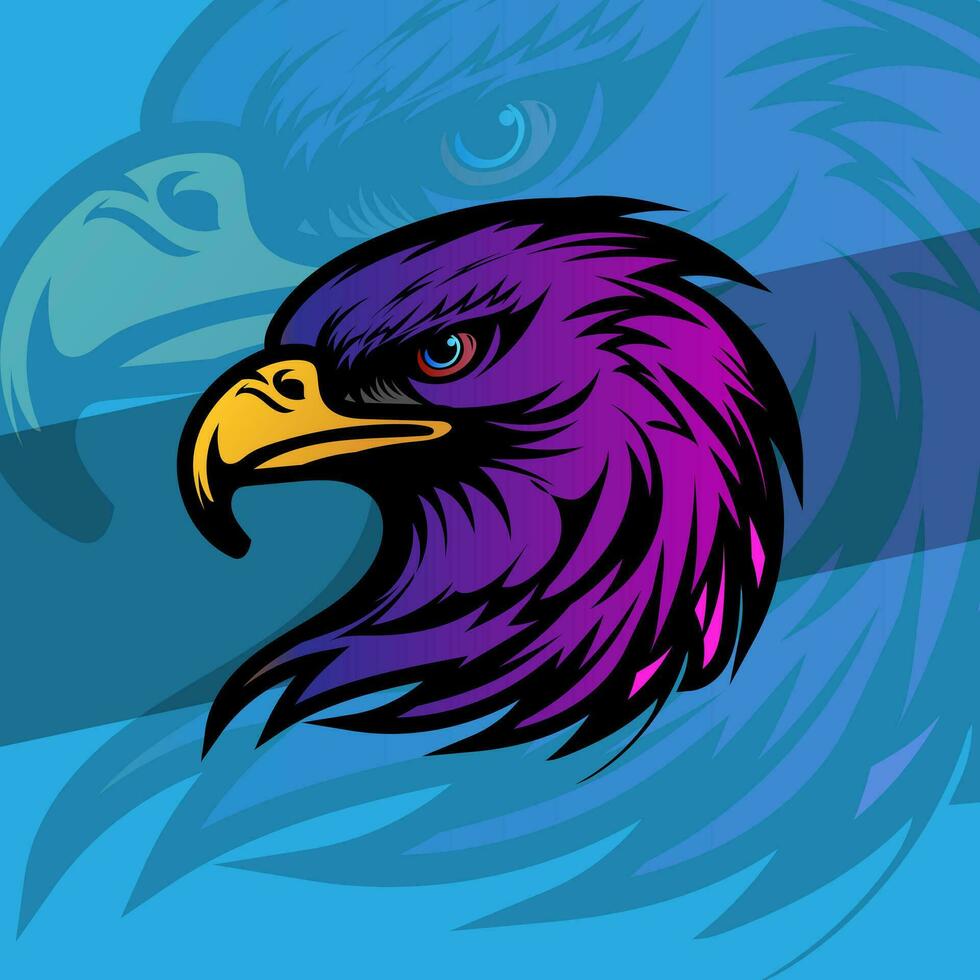 Bald eagle head mascot with america strong color available for your custom project from a splash of watercolor, colored drawing, realistic vector illustration of paints.