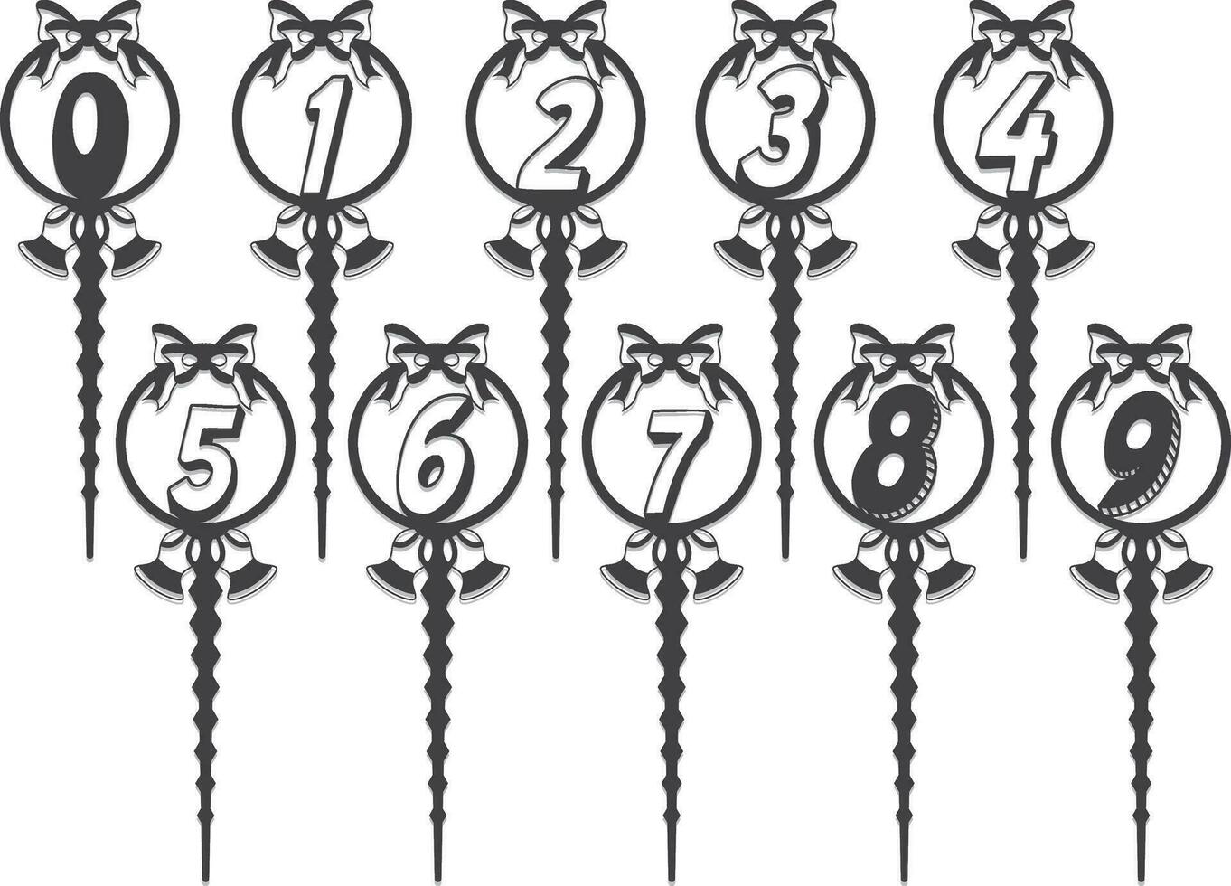 happy birthday number laser cut cake topper template vector