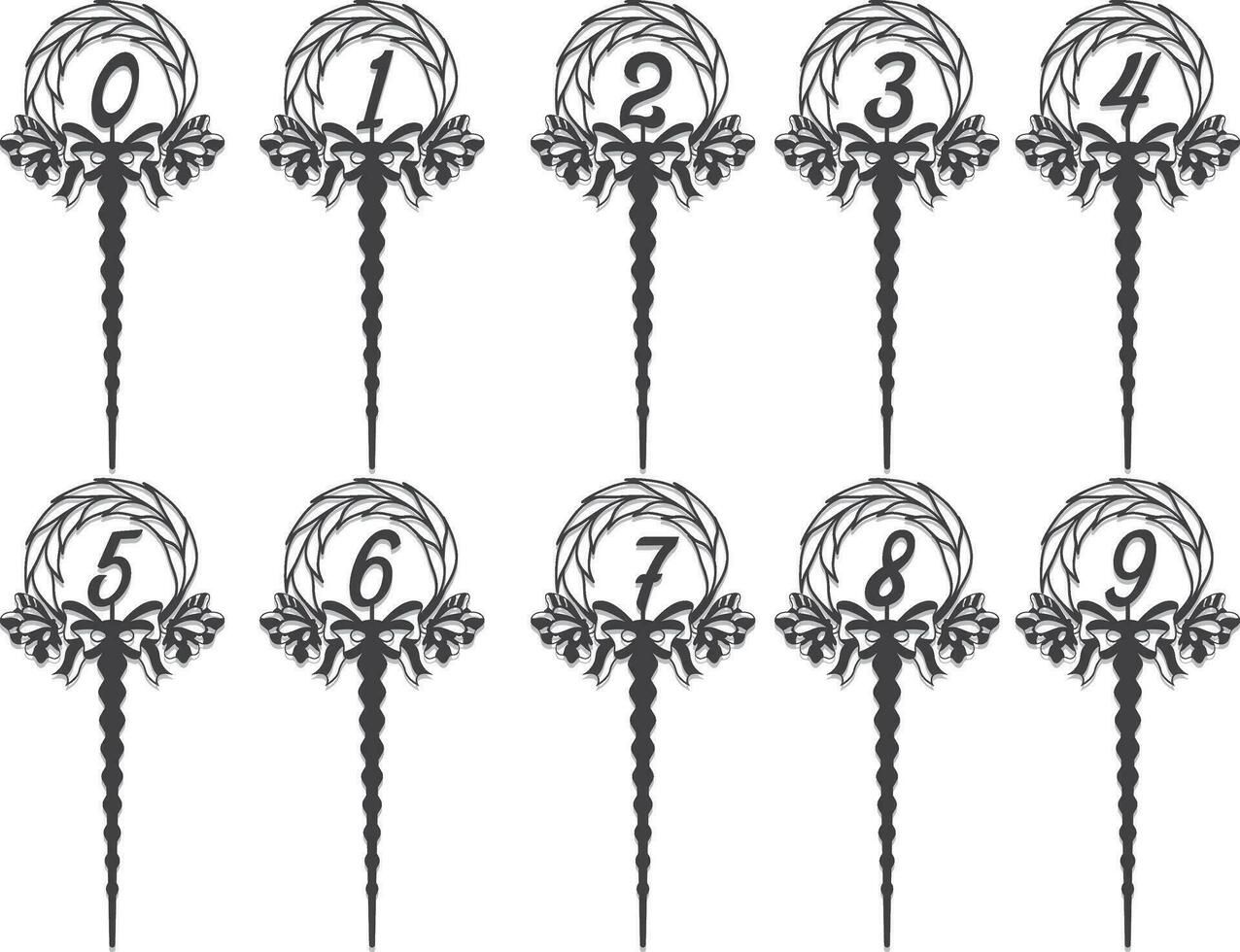 happy birthday number laser cut cake topper template vector