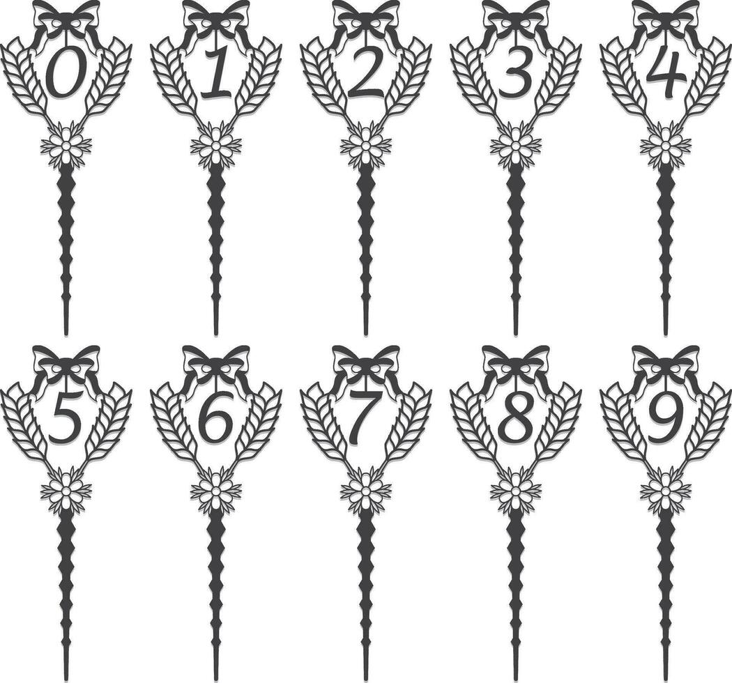 happy birthday number laser cut cake topper template vector