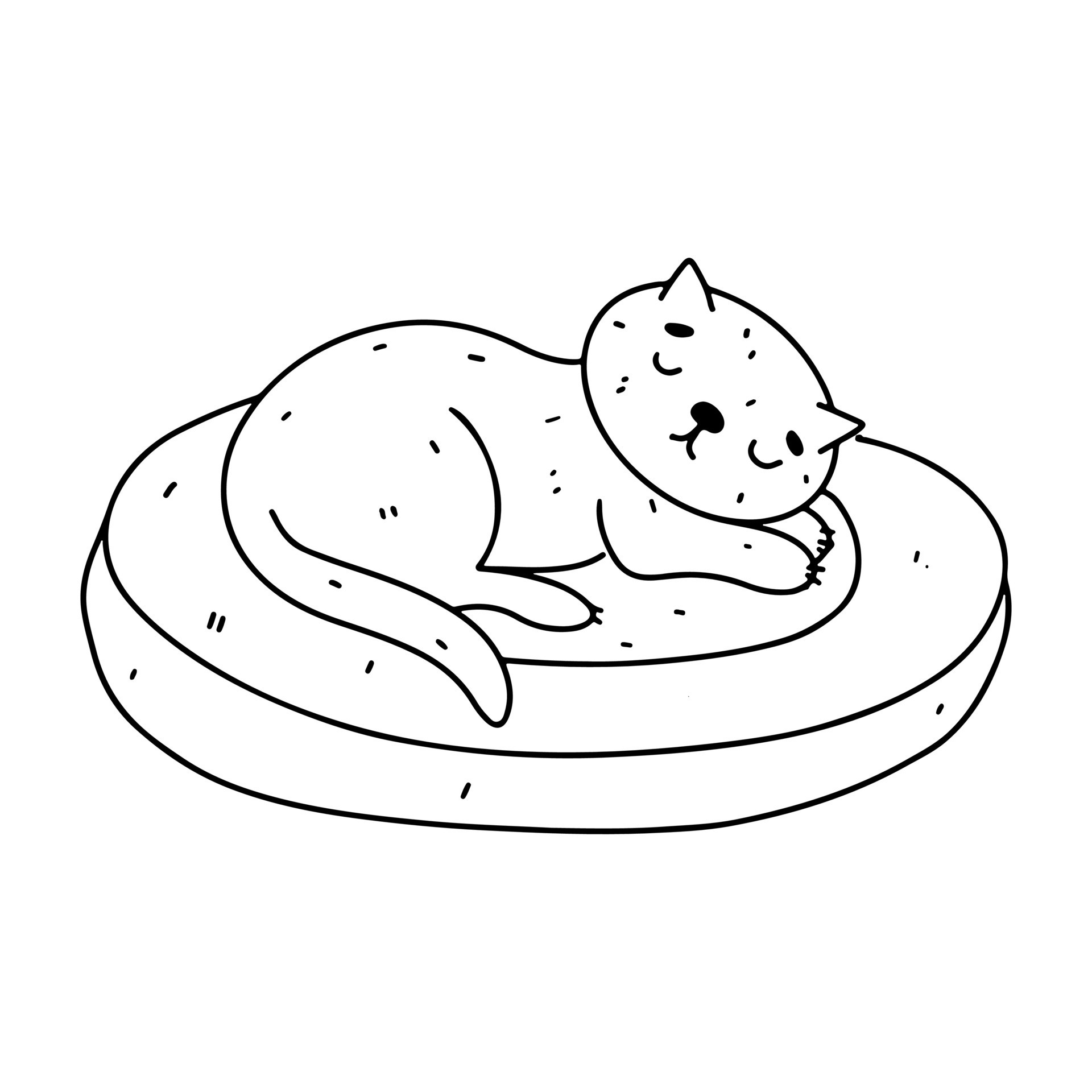 Cat Sleeping On Its Mat In Hand Drawn Doodle Style Vector Illustration cat-sleeping-on-its-mat-in-hand-drawn-doodle-style-vector-illustration