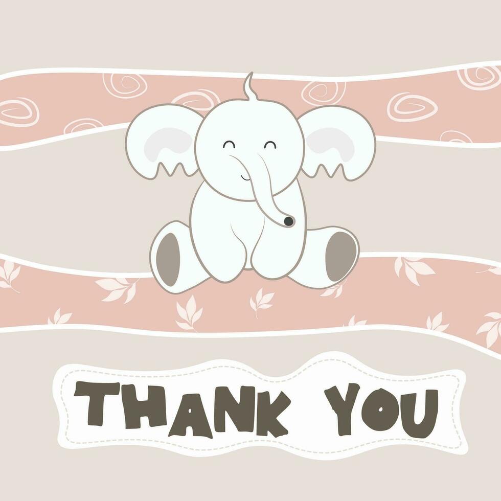 Vector cute kawaii animal collection cartoon thank you card background