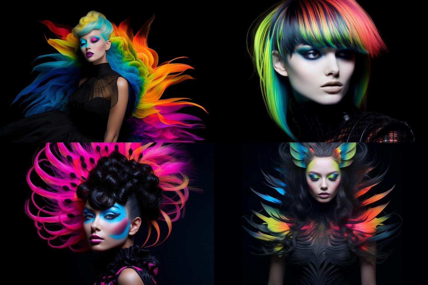 Alluring blend of neon hues on black photo