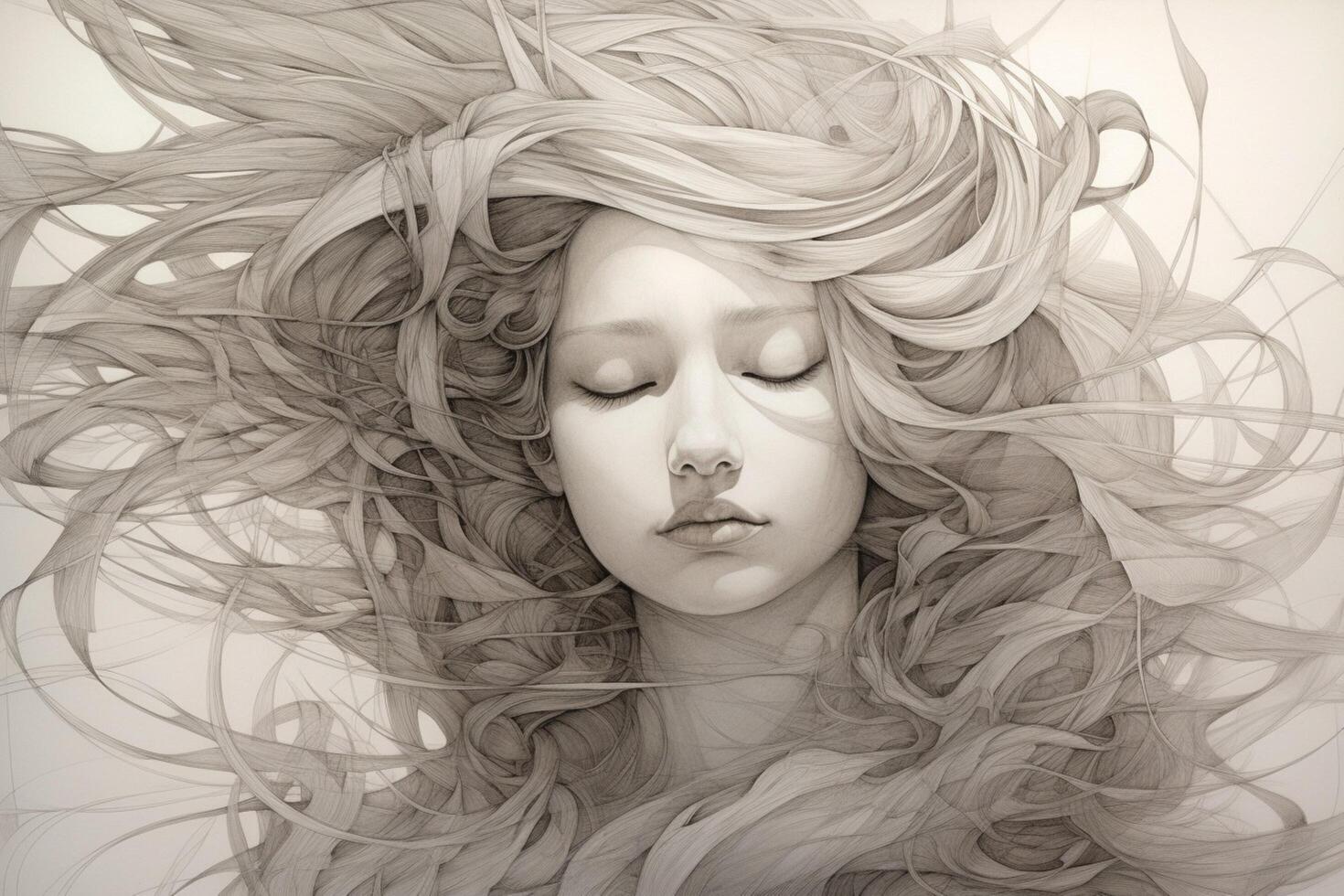 Layered tangles of delicate strokes photo