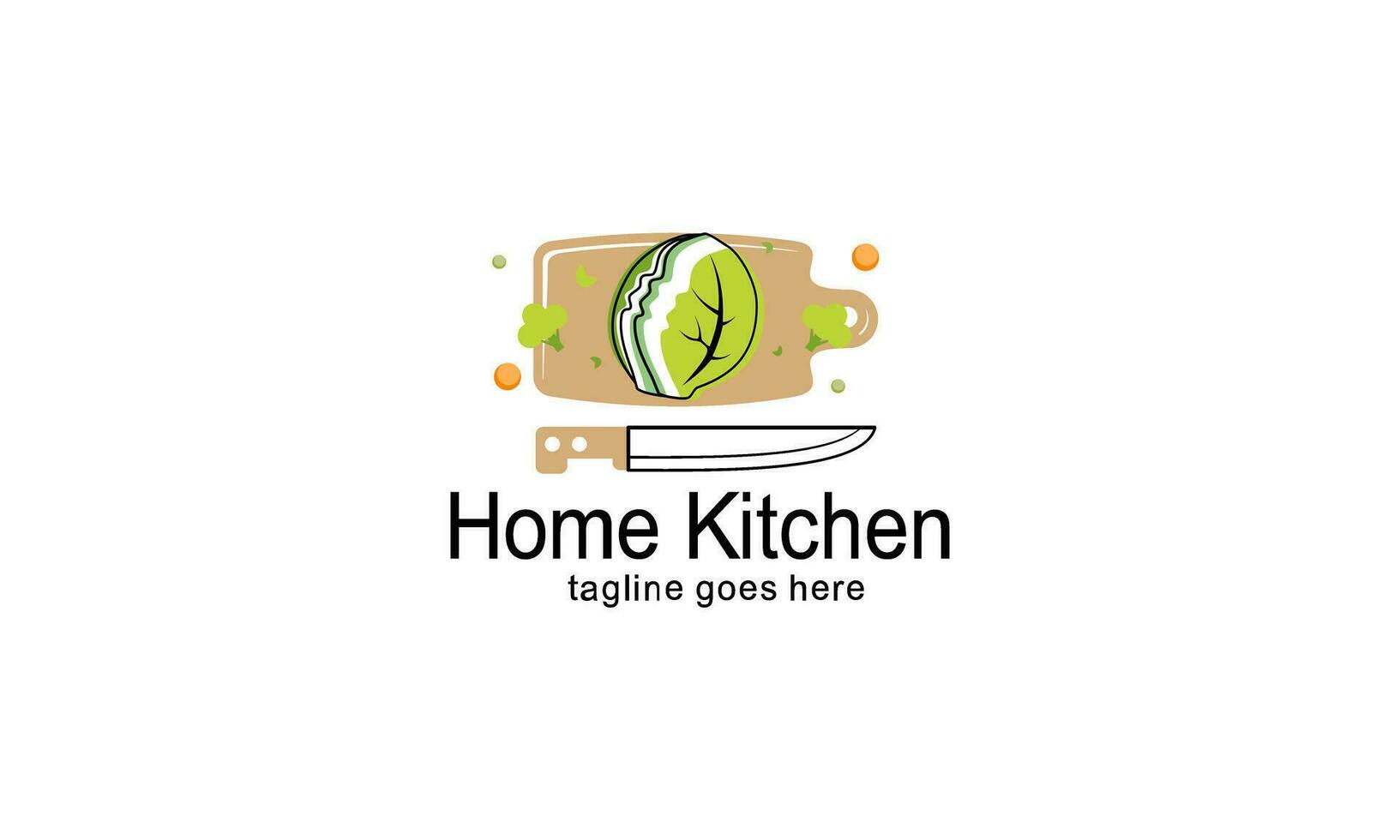 Home kitchen logo with pot full of healthy vegetables and vitamins logo vector