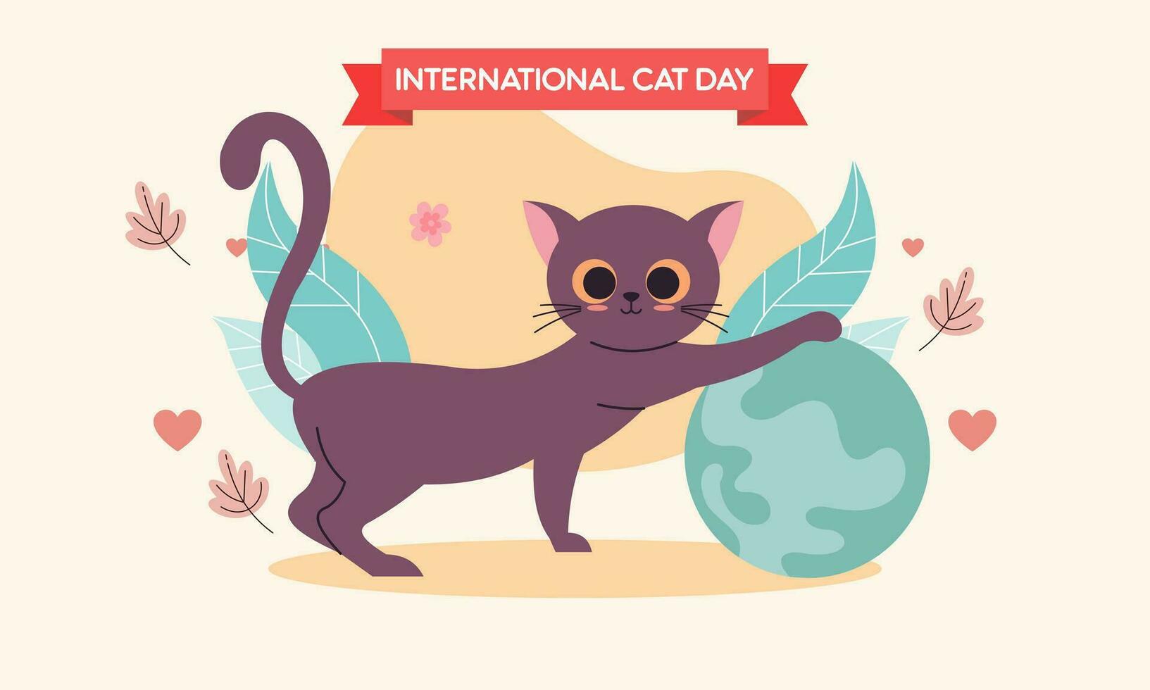 Flat international cat day background vector