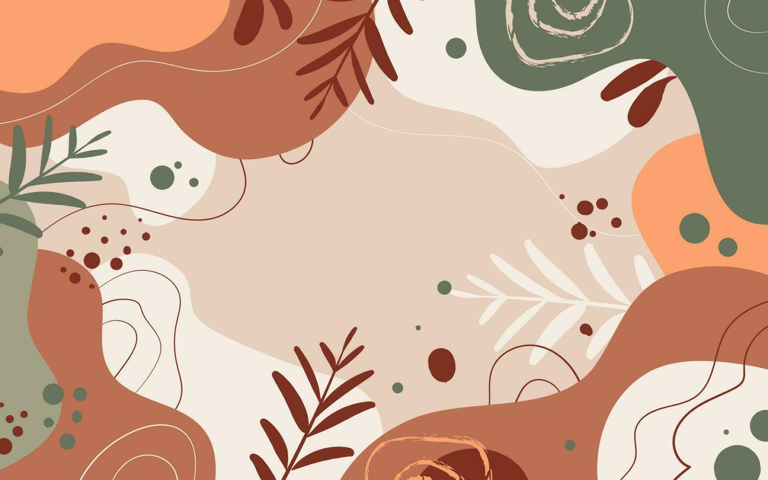 Hand drawn flat design abstract nature doodle background vector