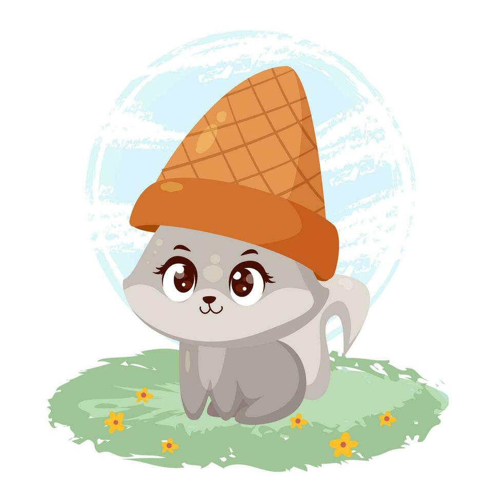 Cute kitten character cartoon vector illustration