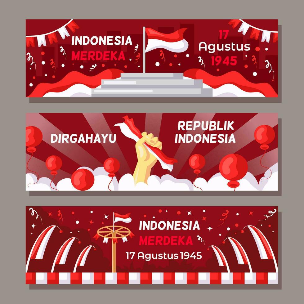Indonesia Independence Day Banner vector