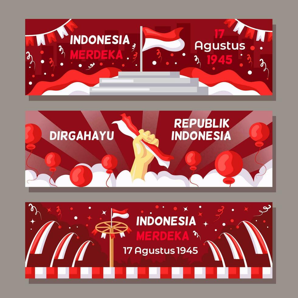 banner del día de la independencia de indonesia vector