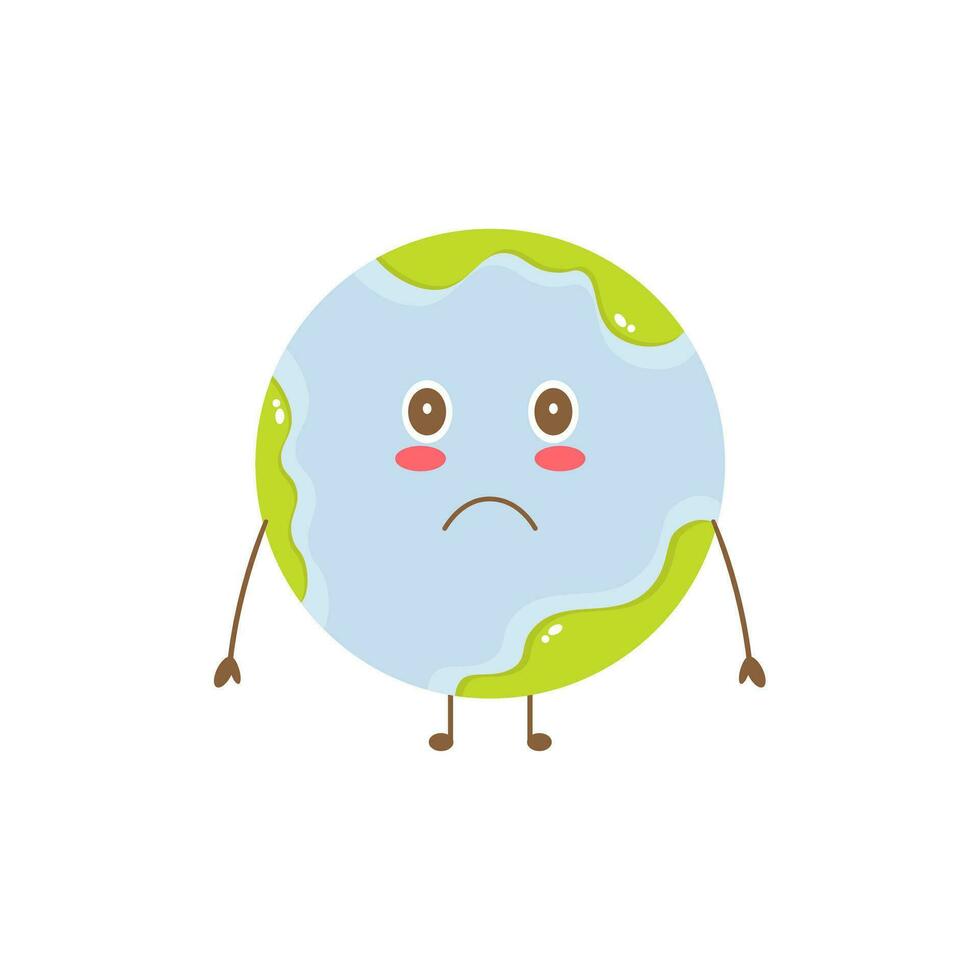 sad earth character mascot vector. cartoon character illustration vector