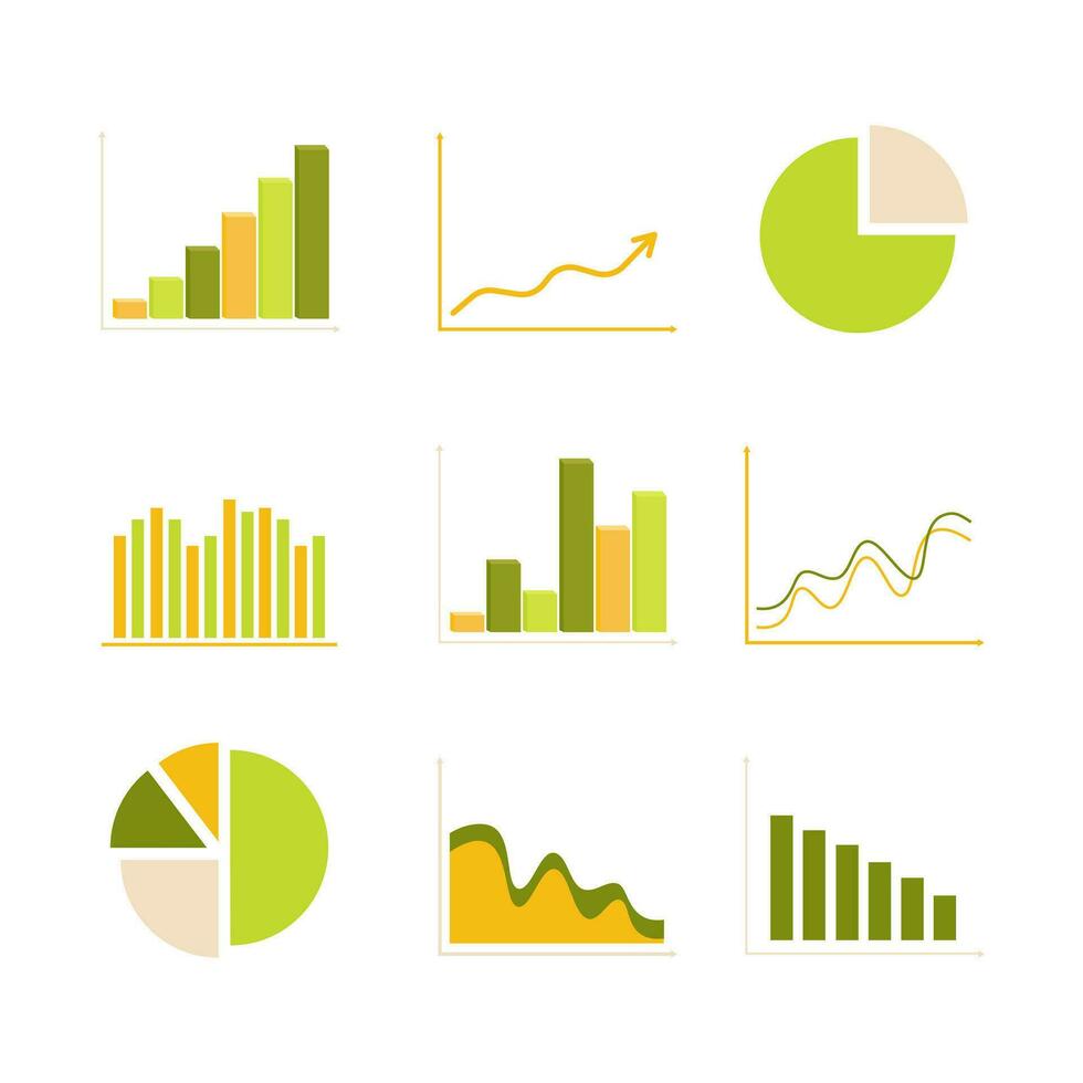 chart up icons set. business infographic icons, statistic and data financial chart vector illustration