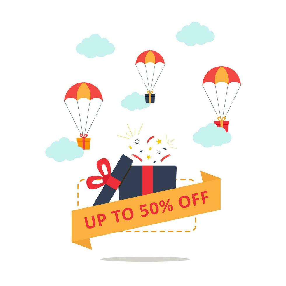 promotion sale with discount gift on white background vector