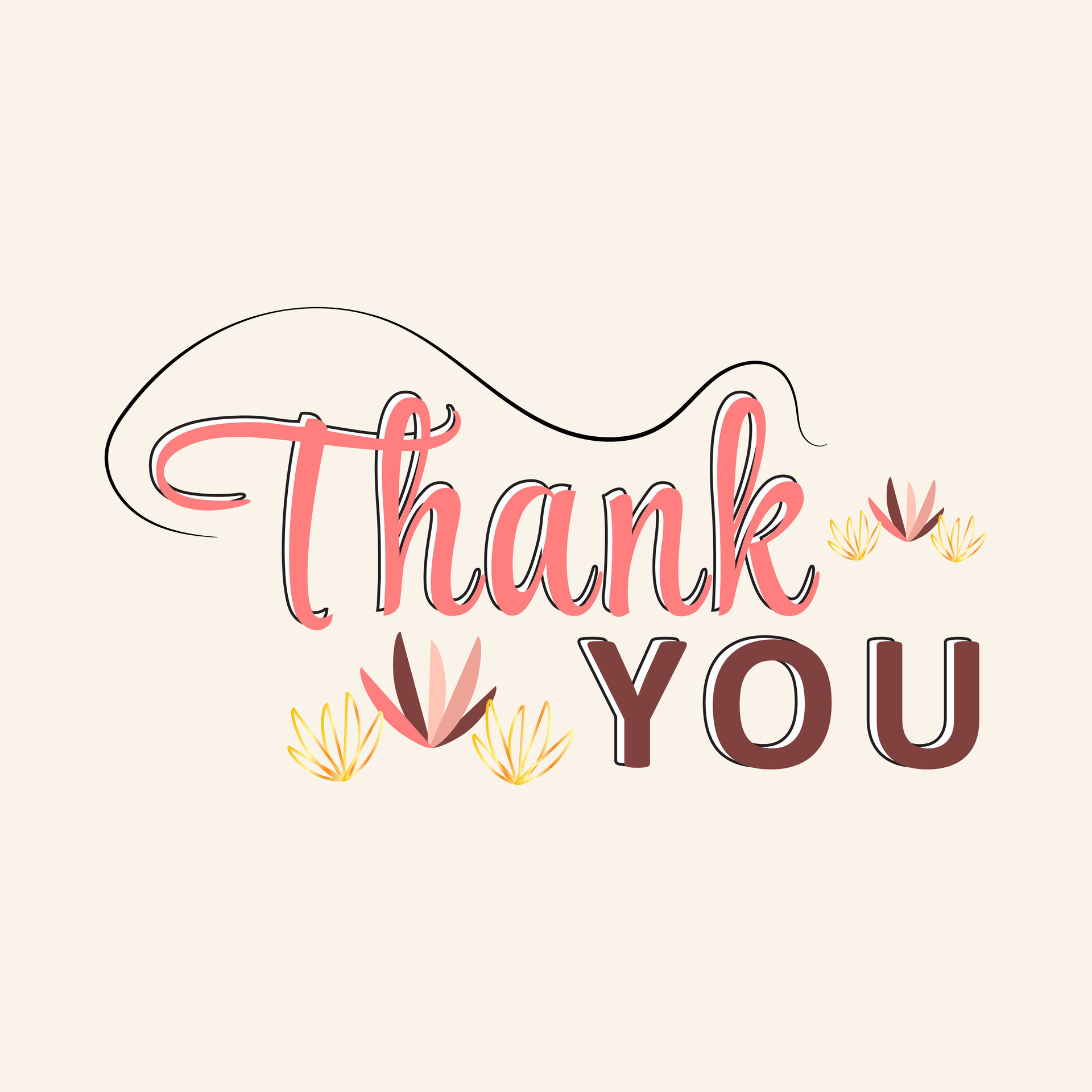 Thank you typography lettering decorative text card 25418624 Vector Art