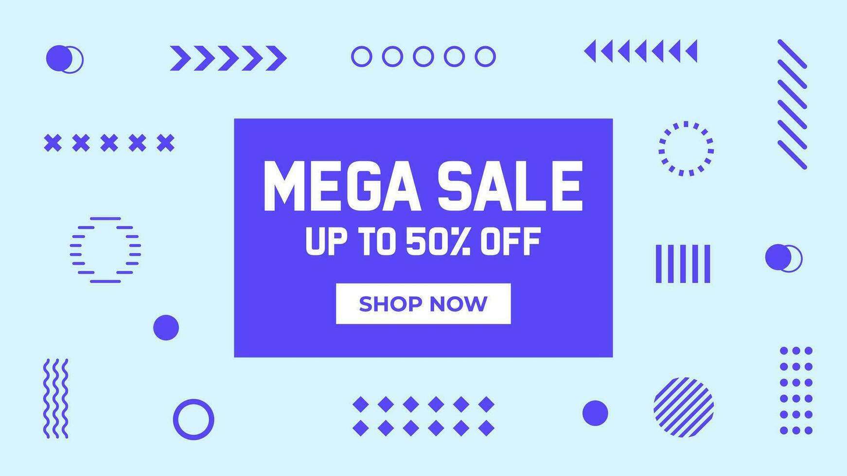 Memphis Style Trendy Geometric Shapes Sale Discount Banner Background Design vector