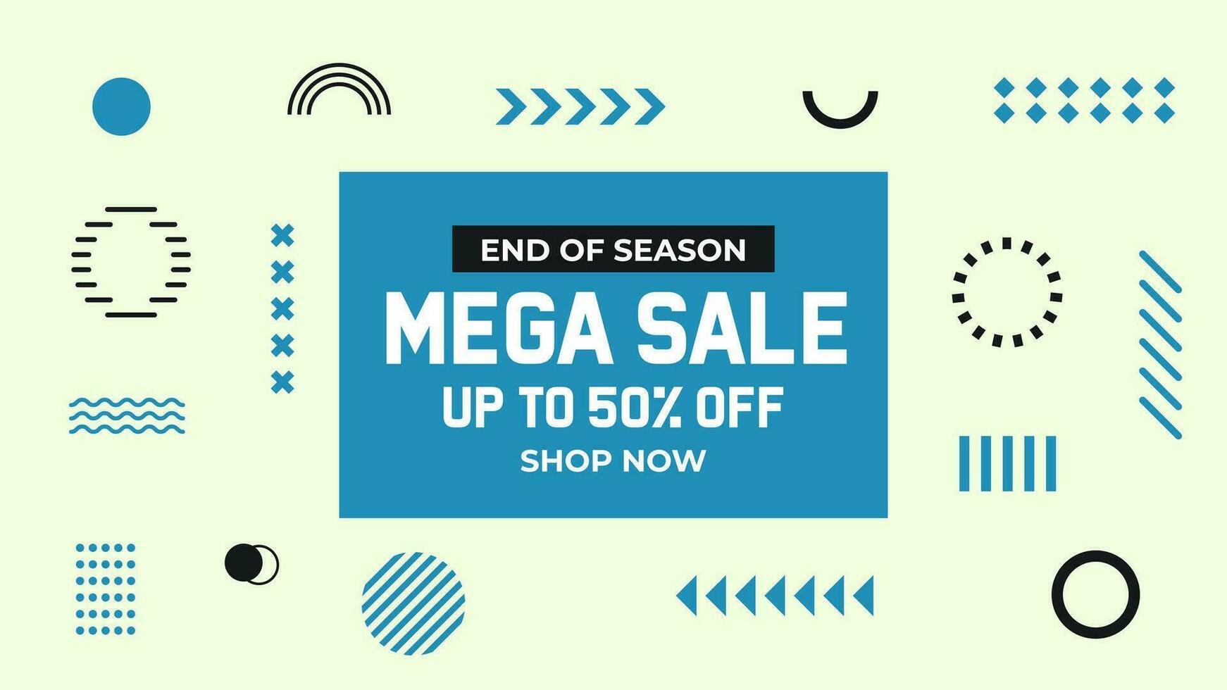 Memphis Style Trendy Geometric Shapes Sale Discount Banner Background Design vector