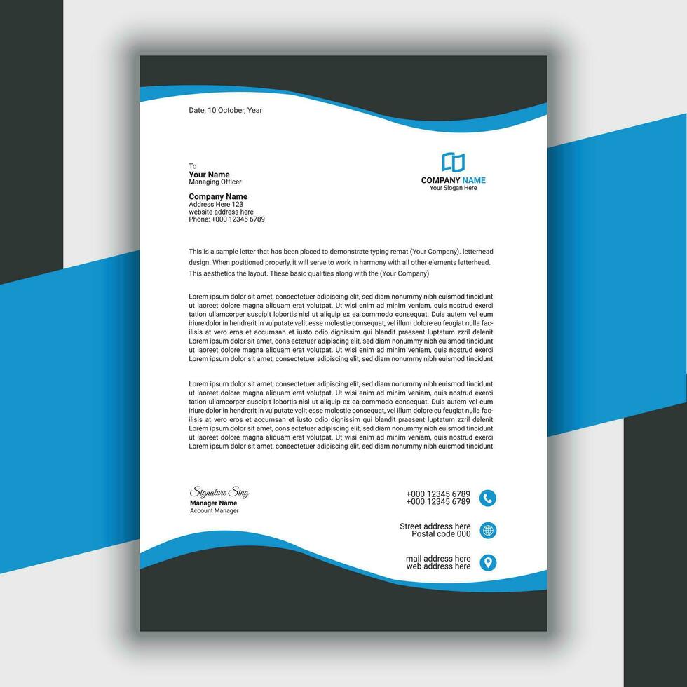 Professional Modern Simple And Creative Corporate Letterhead Template vector