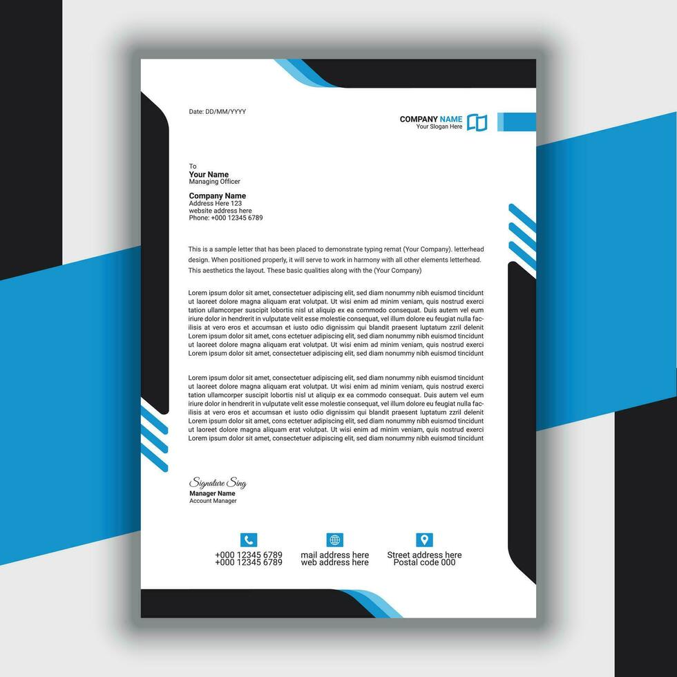 Professional Modern Simple And Creative Corporate Letterhead Template vector