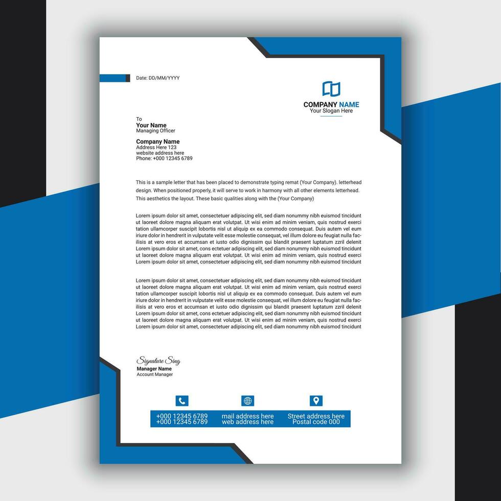 Professional Modern Simple And Creative Corporate Letterhead Template vector