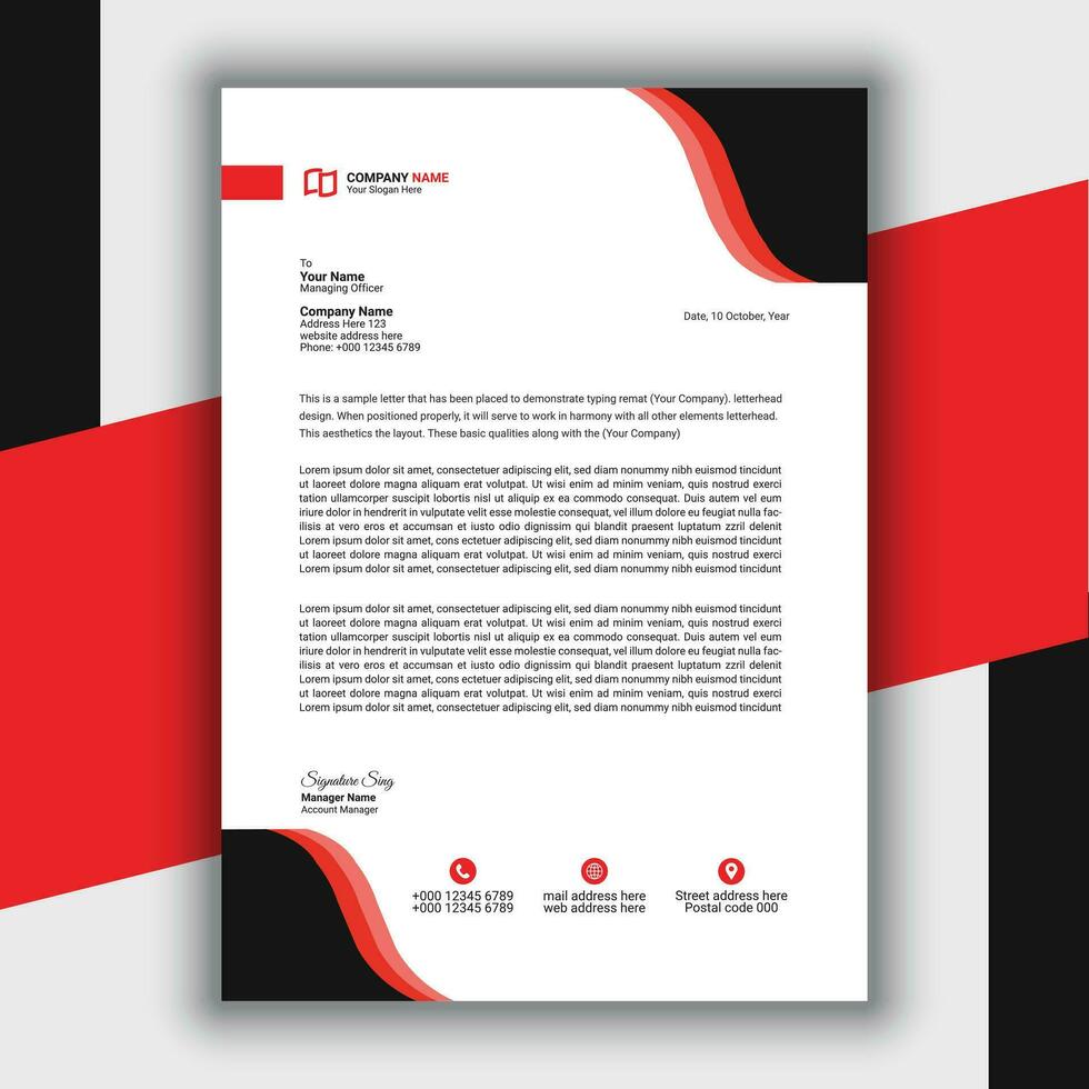 Professional Modern Simple And Creative Corporate Letterhead Template vector