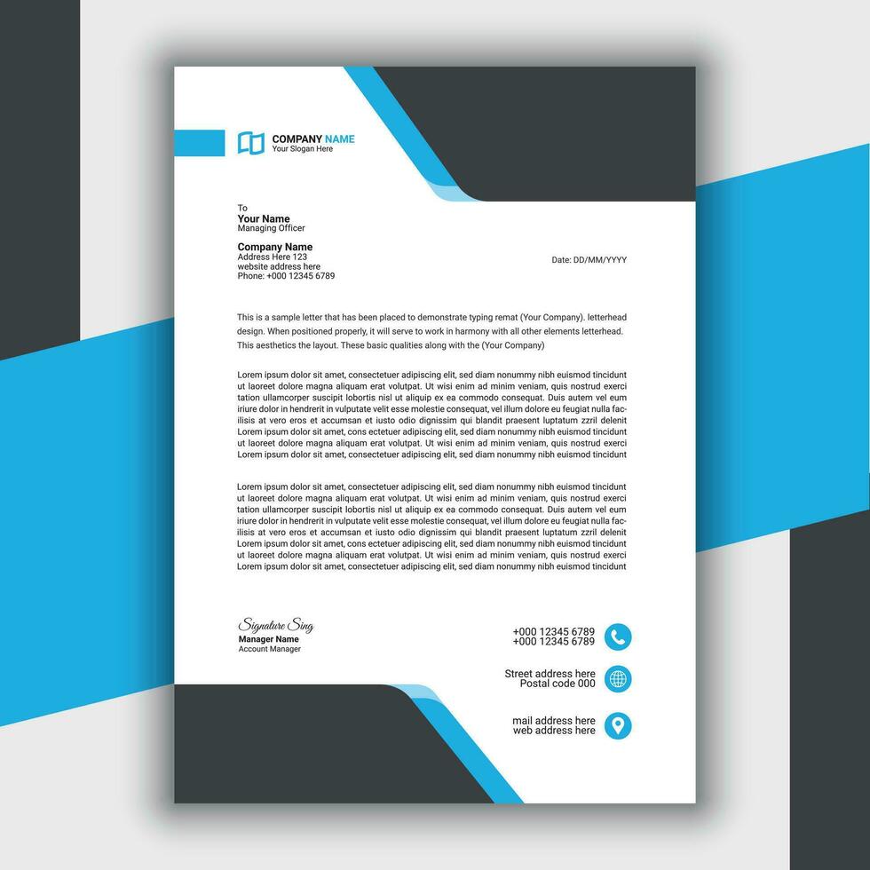 Professional Modern Simple And Creative Corporate Letterhead Template vector