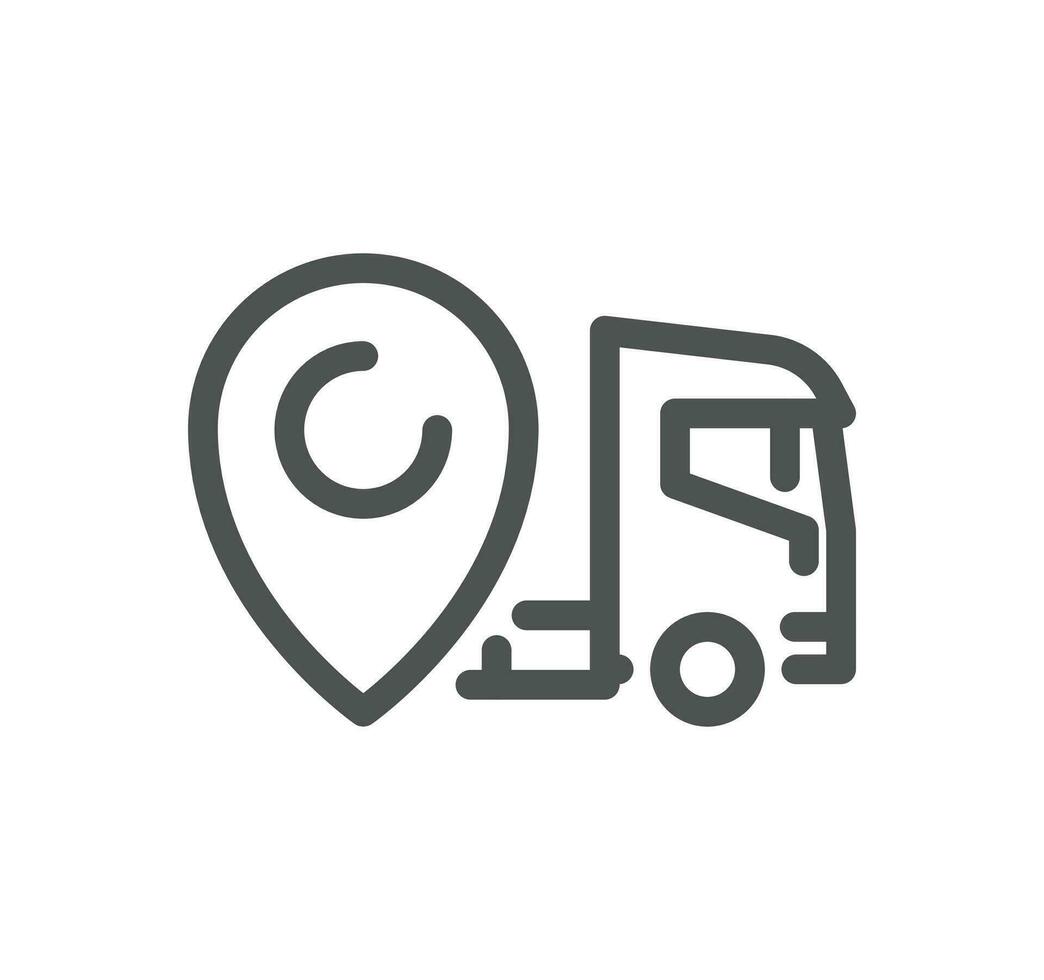 Truck logistics related icon outline and linear vector. vector