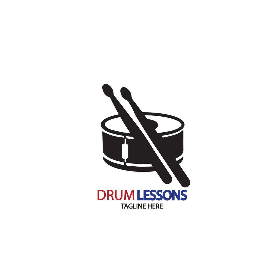 design logo snare drum with stick vector illustration